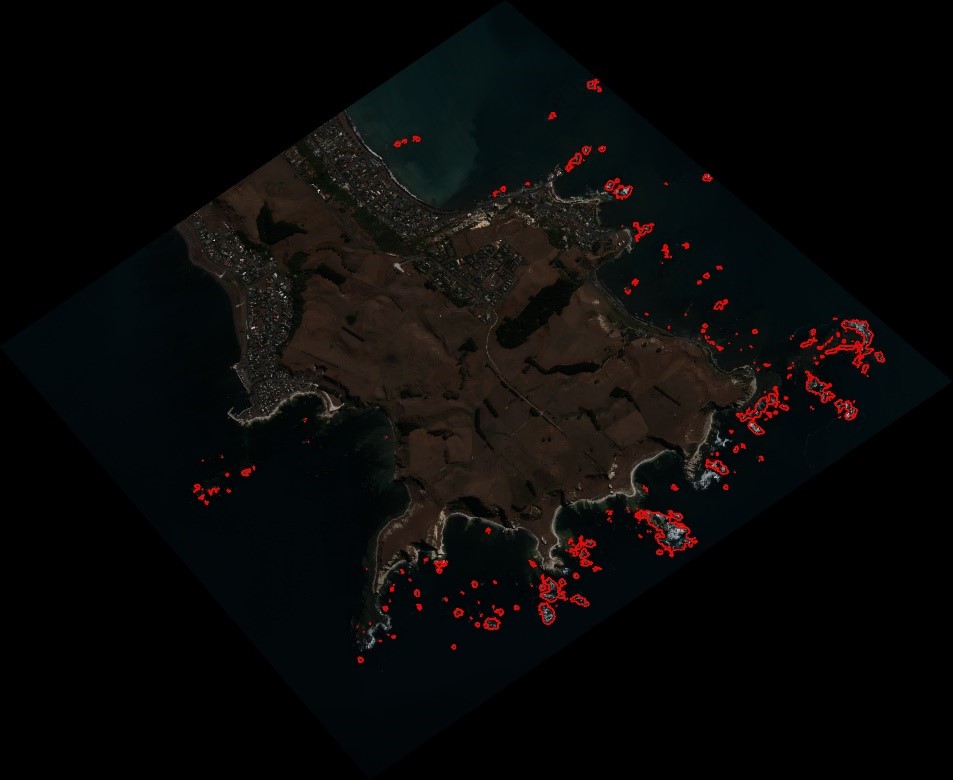 Map of coastal area with highlighted hazards