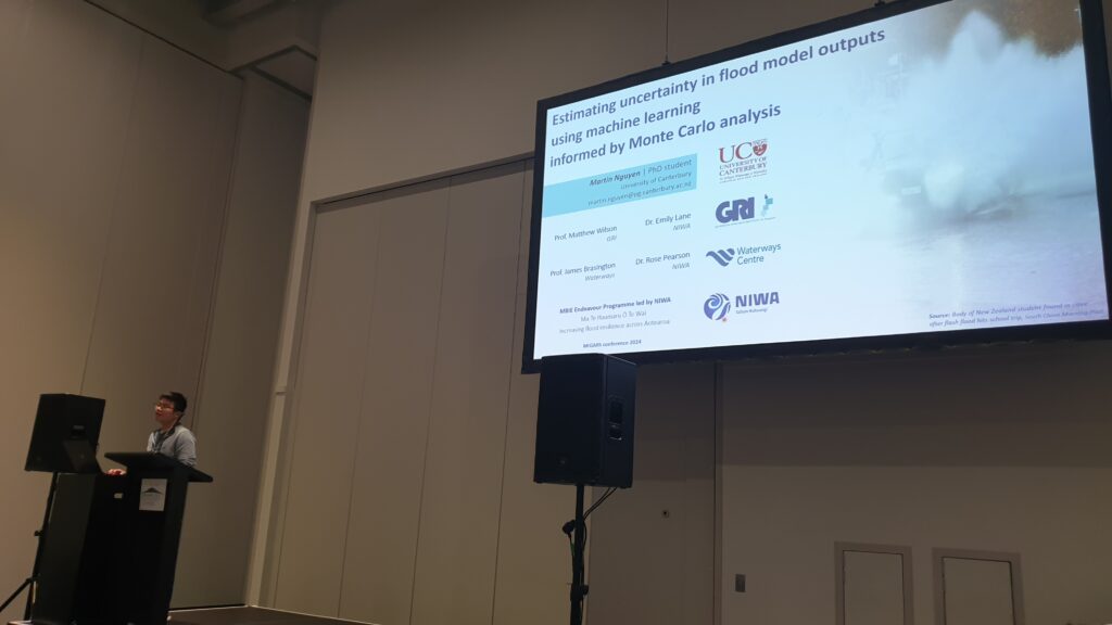 Martin Nguyen is talking about Estimating uncertainty in flood model outputs using machine learning.